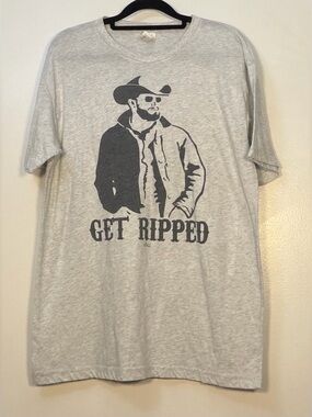 Next Level Apparel Light Gray 'Get Ripped' Graphic Tee